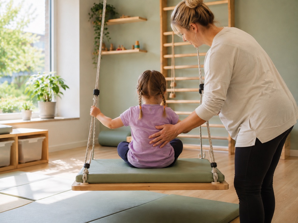Kind auf einer Therapieschaukel